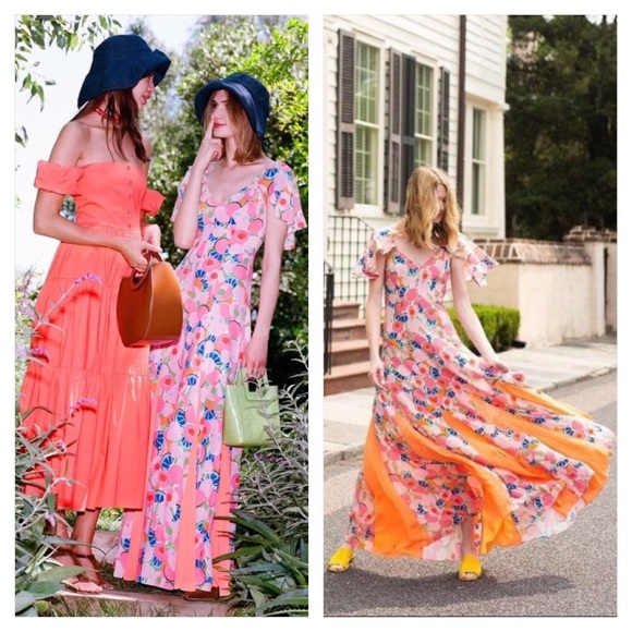 STAUD BAYA DRESS ABSTRACT PEACH BLOSSOM DRESS - Picture 10 of 13